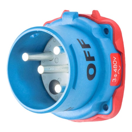 Meltric Pin & Sleeve Inlet, 60 A, 480V AC, Three Phase, 3 Pole, Screw Terminals Wire Connection Type Blue 33-68043